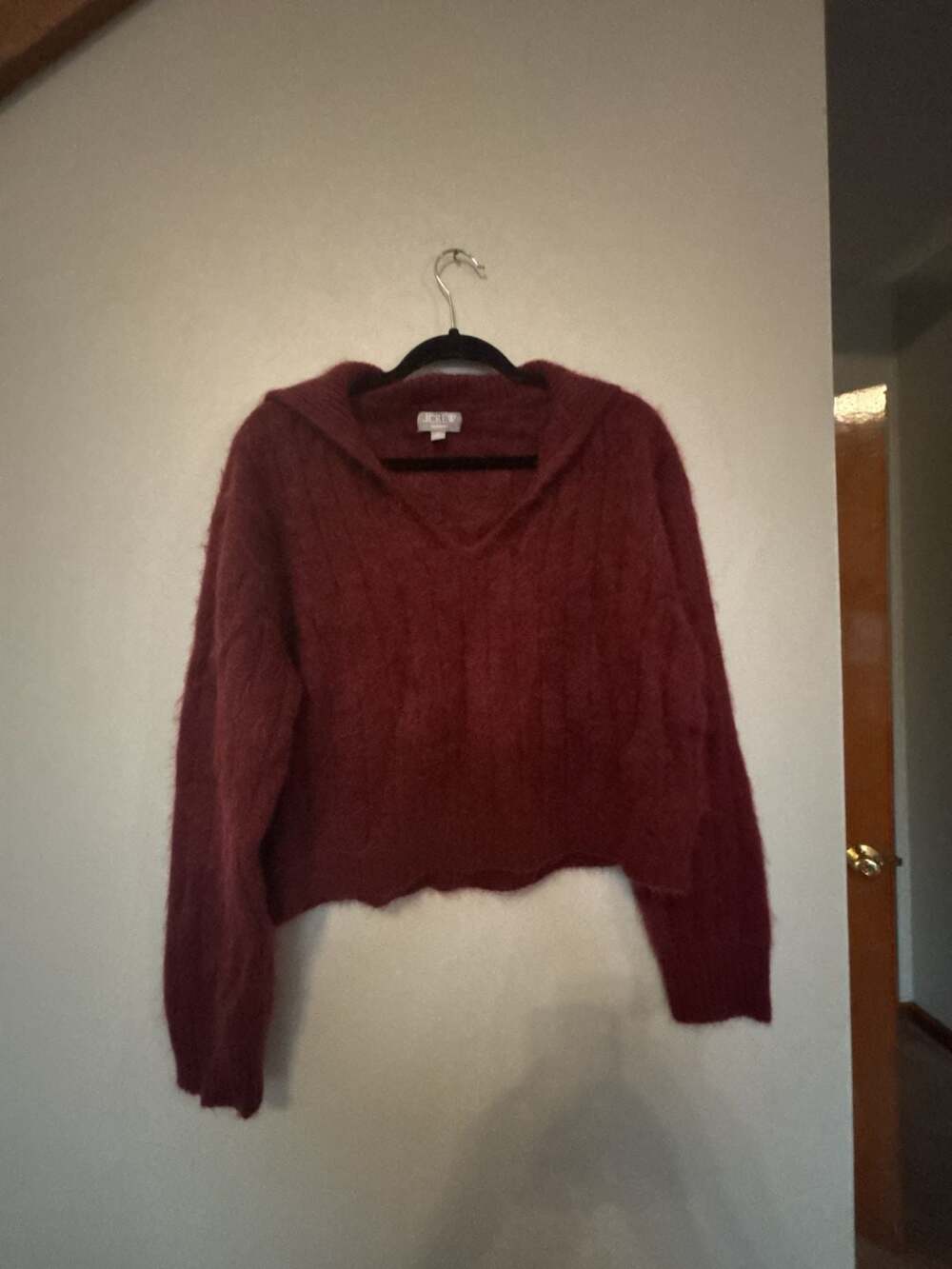 J. Crew Cashmere Sweater Size M Maroon Collared Fuzzy